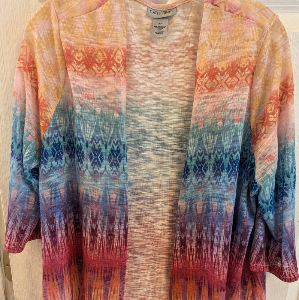 Catherines Multicolor Open-Front Cardigan